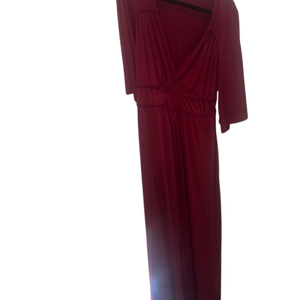 Kiyonna Women's Red Maxi Dress Size 1X V-Neck Short Sleeve Formal